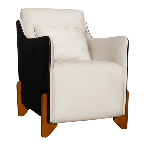 Poltrona Decorativa Pés Madeira Heloisa Veludo Composê Em Cor