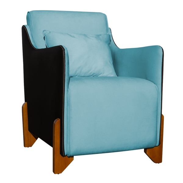 Poltrona Decorativa Pés Madeira Heloisa Veludo Composê Em Cor