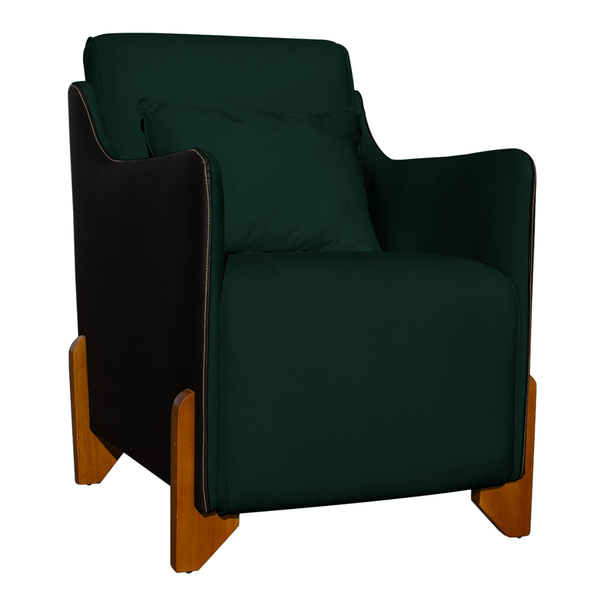 Poltrona Decorativa Pés Madeira Heloisa Veludo Composê Em Cor