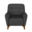 Poltrona Decorativa Pés Madeira Kunis Linho Cinza G45 - Gran