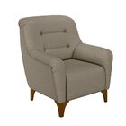 Poltrona Decorativa Pés Madeira Kunis Pu Bege G45 - Gran Belo