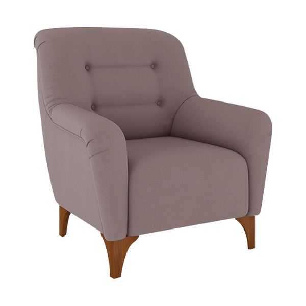 Poltrona Decorativa Pés Madeira Kunis Veludo Rosê G45 - Gran