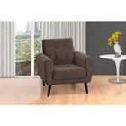 Poltrona Decorativa Pés Madeira Livia Veludo Marrom Escuro