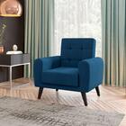 Poltrona Decorativa Pés Madeira Livia Veludo Turkey Petroleo