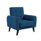 Poltrona Decorativa Pés Madeira Livia Veludo Turkey Petroleo