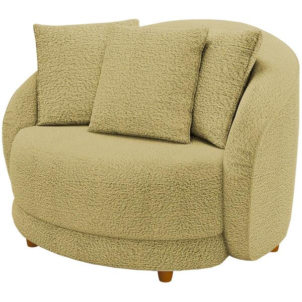 Poltrona Decorativa Pes Madeira Maly Boucle Moll