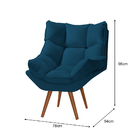 Poltrona Decorativa Pés Madeira Master - Veludo Azul Marinho