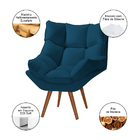 Poltrona Decorativa Pés Madeira Master - Veludo Azul Marinho