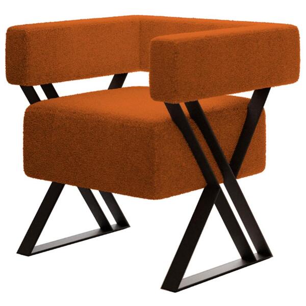 Poltrona Decorativa Pés Metal Mirela Boucle Milani Store