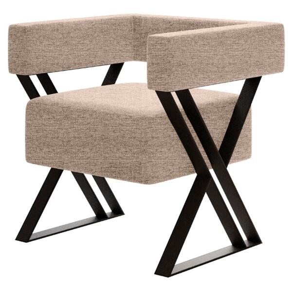 Poltrona Decorativa Pes Metal Mirela Linho Milani Store