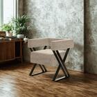 Poltrona Decorativa Pes Metal Mirela Linho Milani Store