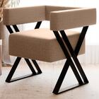 Poltrona Decorativa Pes Metal Mirela Linho Milani Store