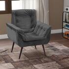 Poltrona Decorativa Pés Palito 1 Lugar Monica - Veludo Chumbo