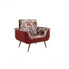 Poltrona Decorativa Pés Palito 1 Lugar Veludo Vinho