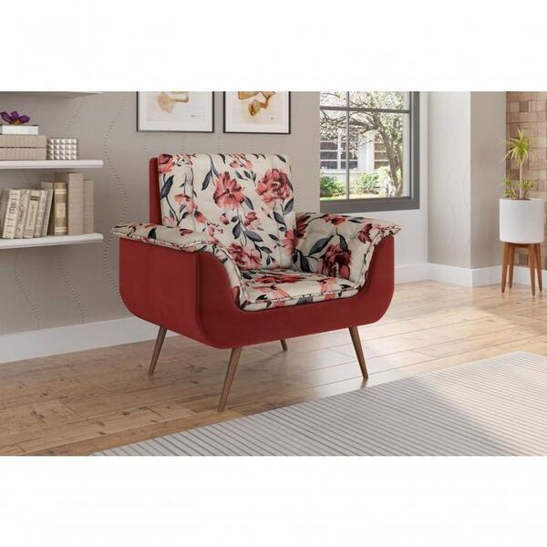 Poltrona Decorativa Pés Palito 1 Lugar Veludo Vinho