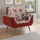 Poltrona Decorativa Pés Palito 1 Lugar Veludo Vinho