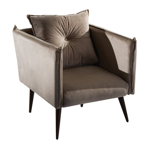 Poltrona Decorativa Pés Palito Bariloche Veludo Bege - Gran B