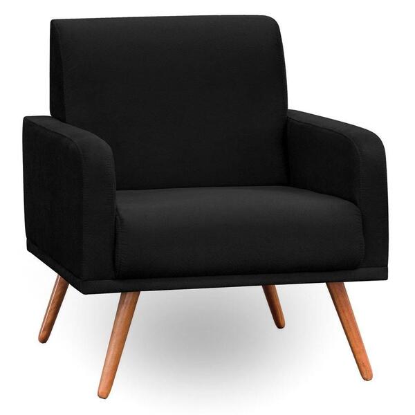 Poltrona Decorativa Pés Palito Carla Suede D05 Preto
