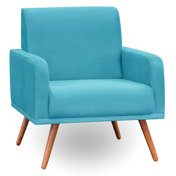 Poltrona Decorativa Pés Palito Carla Suede Safira - Mpozenato