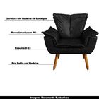 Poltrona Decorativa Pés Palito Charger Pu Preto G19 - Gran Be