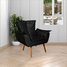 Poltrona Decorativa Pés Palito Charger Pu Preto G19 - Gran Be