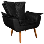 Poltrona Decorativa Pés Palito Charger Pu Preto G19 - Gran Be