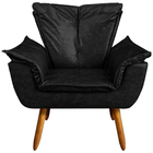 Poltrona Decorativa Pés Palito Charger Pu Preto G19 - Gran Be