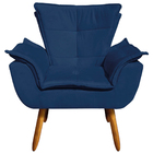 Poltrona Decorativa Pés Palito Charger Suede Azul Marinho G19