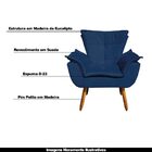 Poltrona Decorativa Pés Palito Charger Suede Azul Marinho G19