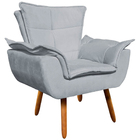 Poltrona Decorativa Pés Palito Charger Suede Cinza G19 - Gran