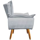 Poltrona Decorativa Pés Palito Charger Suede Cinza G19 - Gran