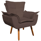 Poltrona Decorativa Pés Palito Charger Suede Marrom G19 - Gra
