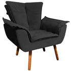 Poltrona Decorativa Pés Palito Charger Veludo Preto G19 - Gra