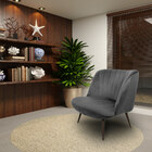 Poltrona Decorativa Pés Palito Chocolate Dortmund Veludo Cinz