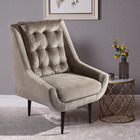 Poltrona Decorativa Pés Palito Coimbra Veludo Bege - Gran Belo