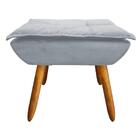 Poltrona Decorativa Pés Palito Com Puff Opla Suede Cinza - Ib