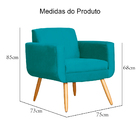 Poltrona Decorativa Pés Palito Cristal Suede Azul Turquesa