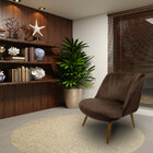 Poltrona Decorativa Pés Palito De Madeira Dortmund Veludo Mar