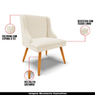 Poltrona Decorativa Pés Palito De Madeira Firenze Linho Bege/