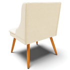 Poltrona Decorativa Pés Palito De Madeira Firenze Linho Bege/