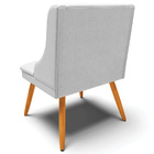 Poltrona Decorativa Pés Palito De Madeira Firenze Linho Cinza