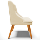 Poltrona Decorativa Pés Palito De Madeira Firenze Pu Bege/nat