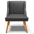 Poltrona Decorativa Pés Palito De Madeira Firenze Pu Preto Fo