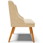 Poltrona Decorativa Pés Palito De Madeira Firenze Suede Bege/