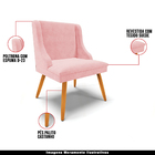 Poltrona Decorativa Pés Palito De Madeira Firenze Suede Rosa