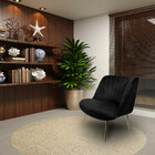 Poltrona Decorativa Pés Palito Gold Dortmund Veludo Preto G15