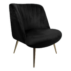 Poltrona Decorativa Pés Palito Gold Dortmund Veludo Preto G15