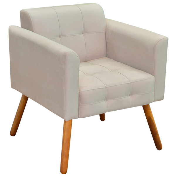 Poltrona Decorativa Pés Palito Karen Suede Bege G19 - Gran Be