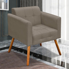 Poltrona Decorativa Pés Palito Karen Suede Nude G19 - Gran Be