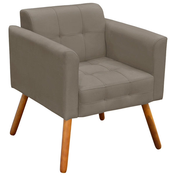 Poltrona Decorativa Pés Palito Karen Suede Nude G19 - Gran Be